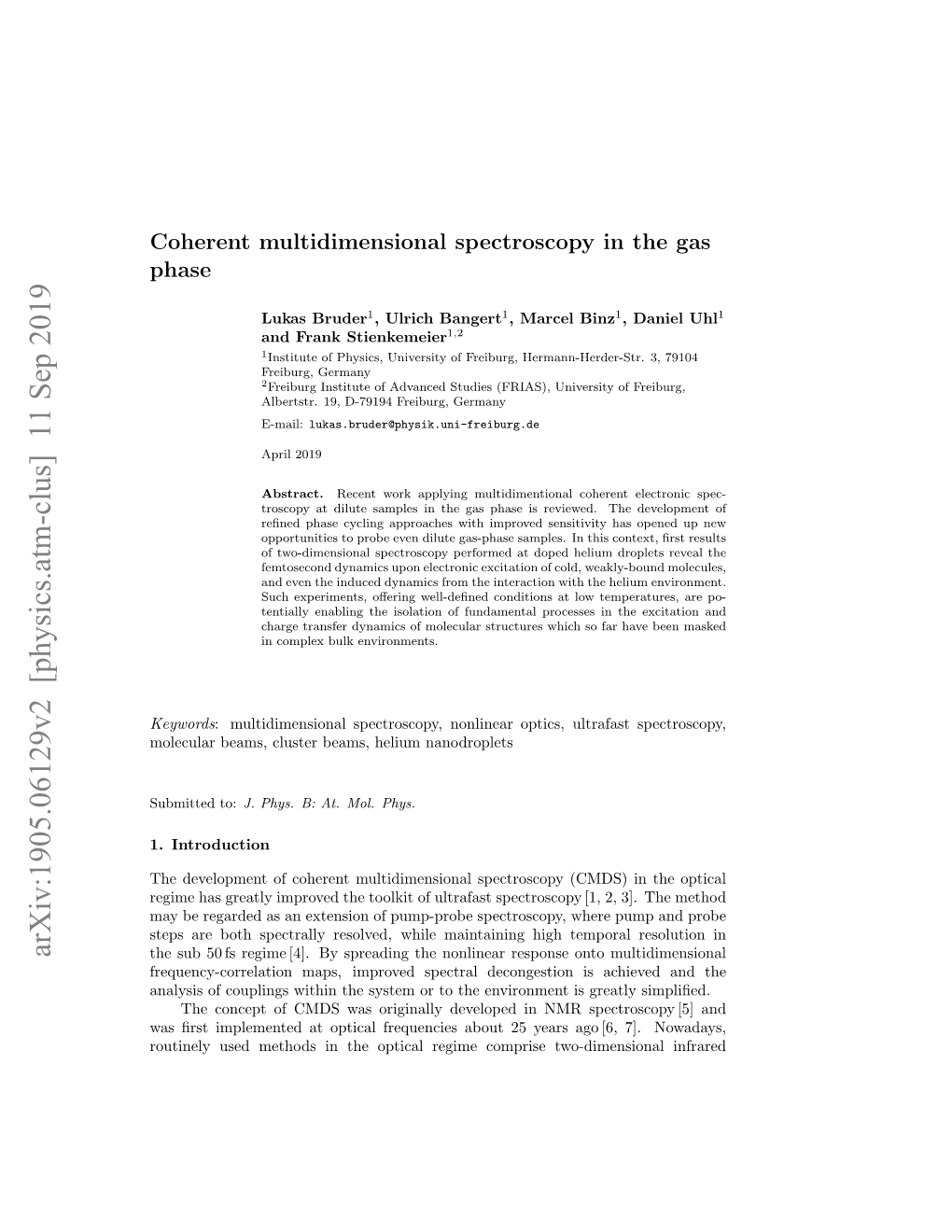 Coherent Multidimensional Spectroscopy in the Gas Phase