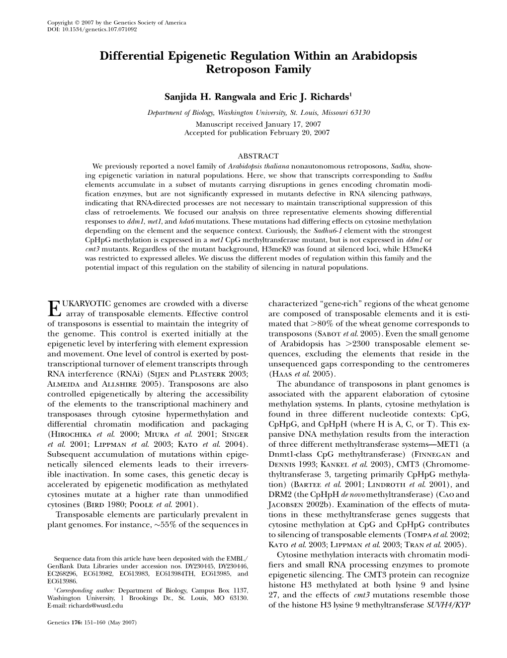 Differential Epigenetic Regulation Within an Arabidopsis Retroposon Family