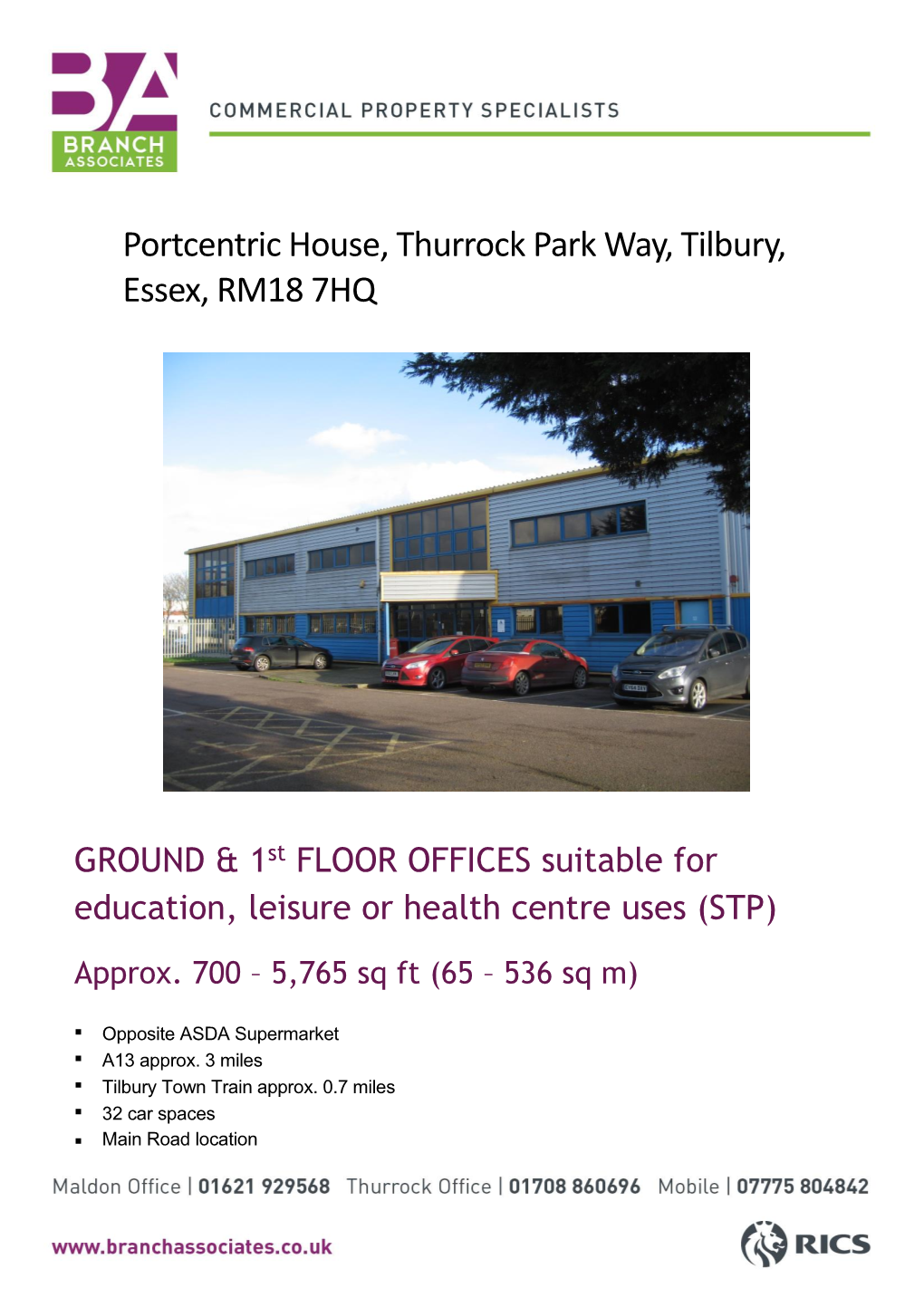 Portcentric House, Thurrock Park Way, Tilbury, Essex, RM18 7HQ
