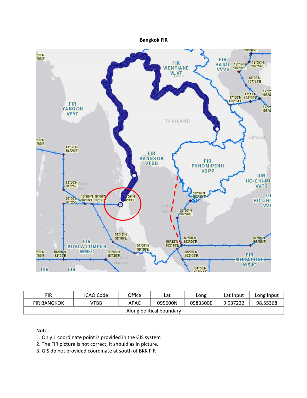 Bangkok FIR FIR ICAO Code Office Lat Long Lat Input Long Input FIR