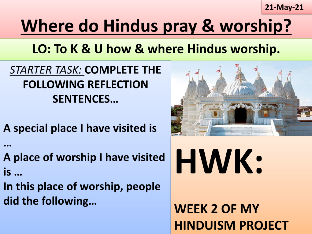 Where Do Hindus Pray & Worship?