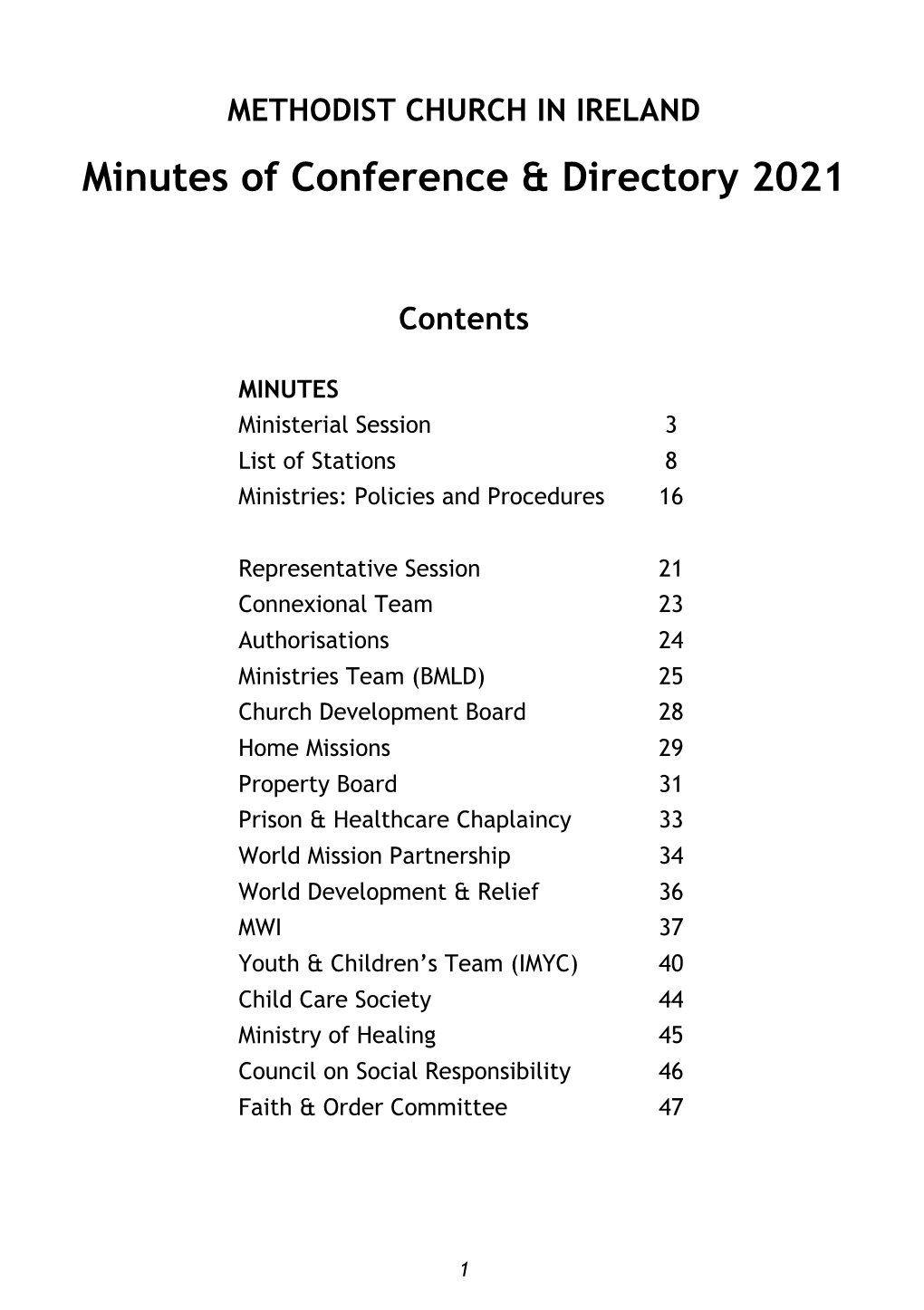 Minutes of Conference & Directory 2021