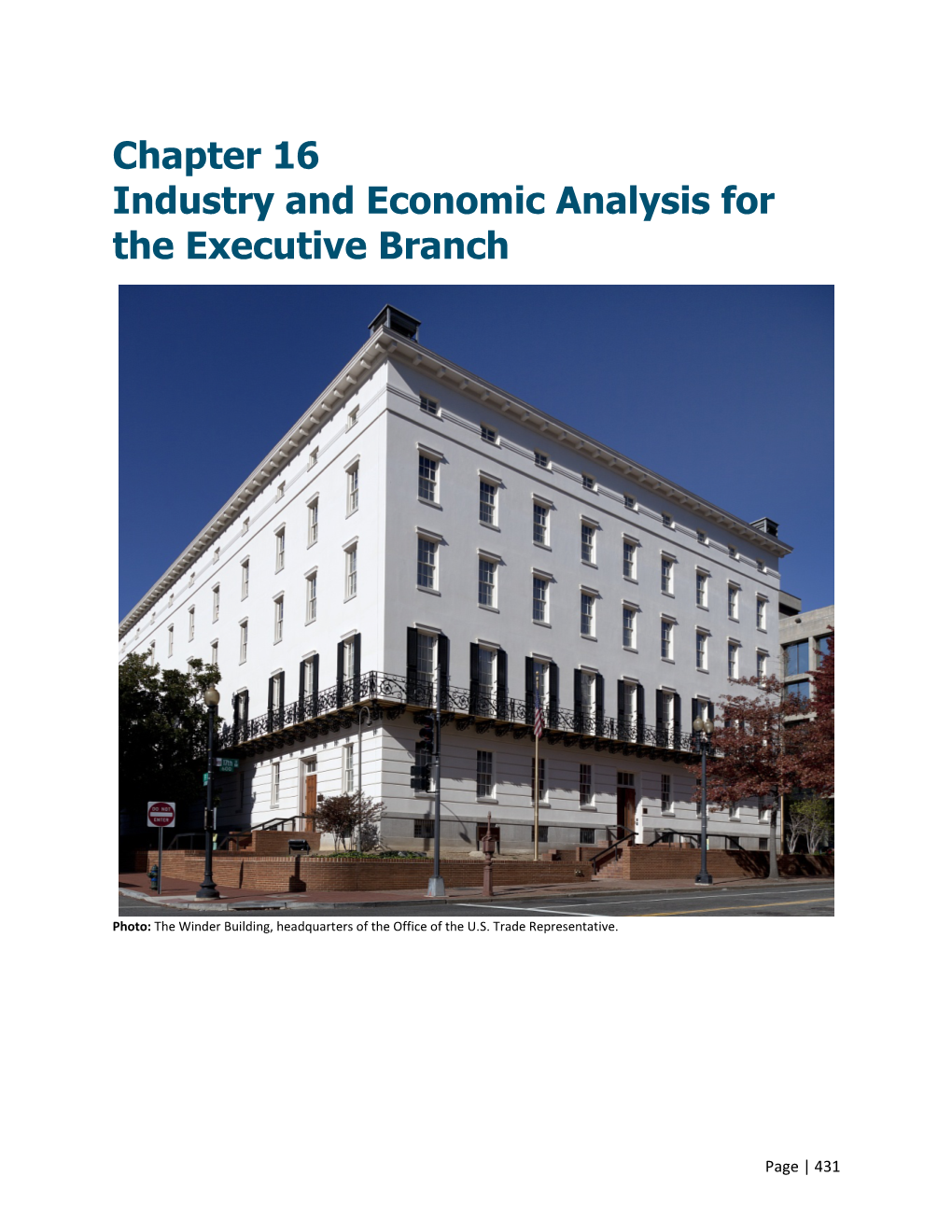Chapter 16 Industry and Economic Analysis for the Executive Branch