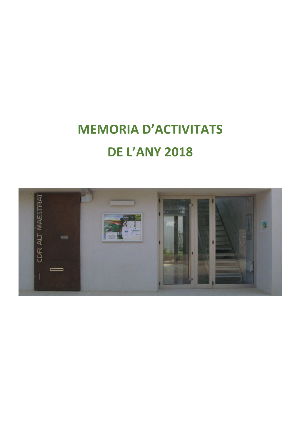 Memoria D'activitats De L'any 2018