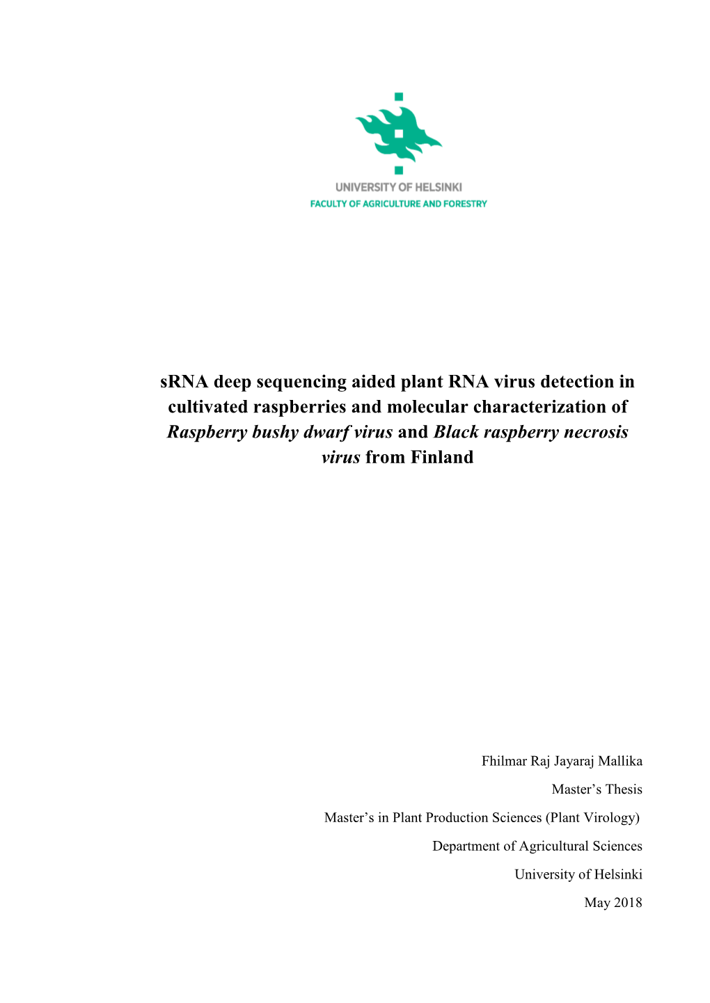 Srna Deep Sequencing Aided Plant RNA Virus Detection In