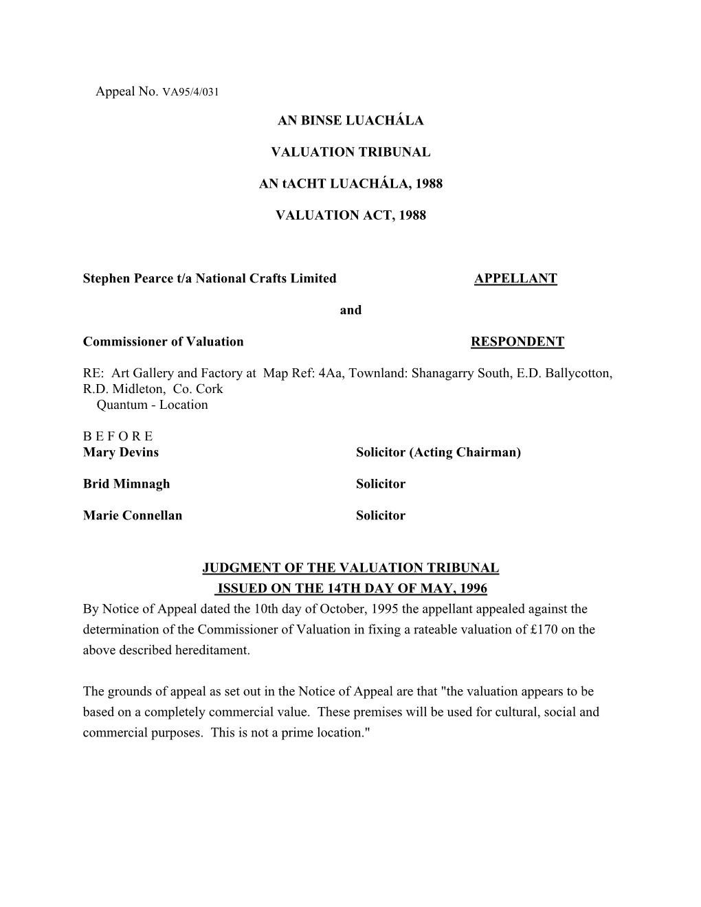 VA95.4.031 – Stephen Pearce T.A National Crafts Limited