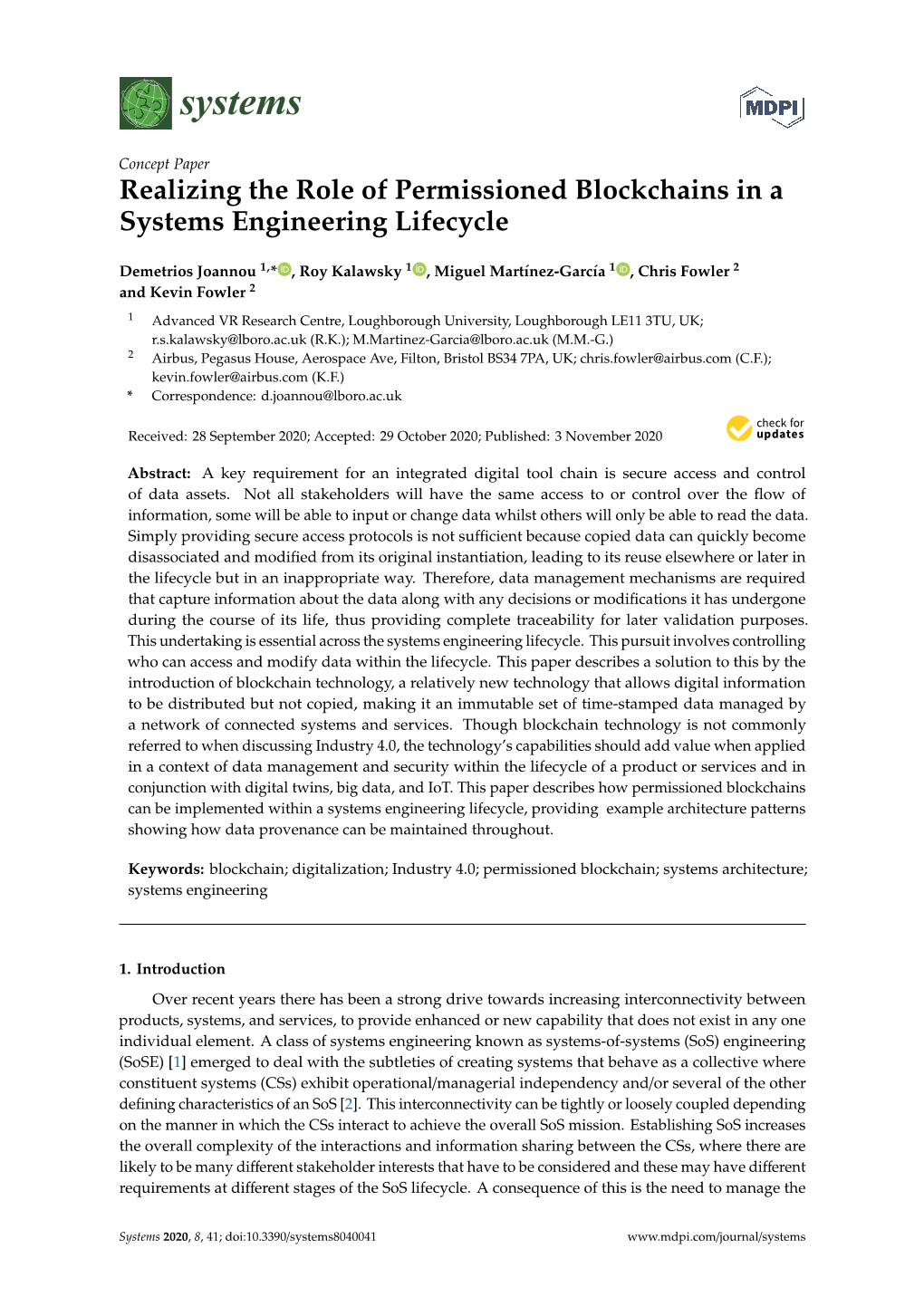 Realizing the Role of Permissioned Blockchains in a Systems Engineering Lifecycle