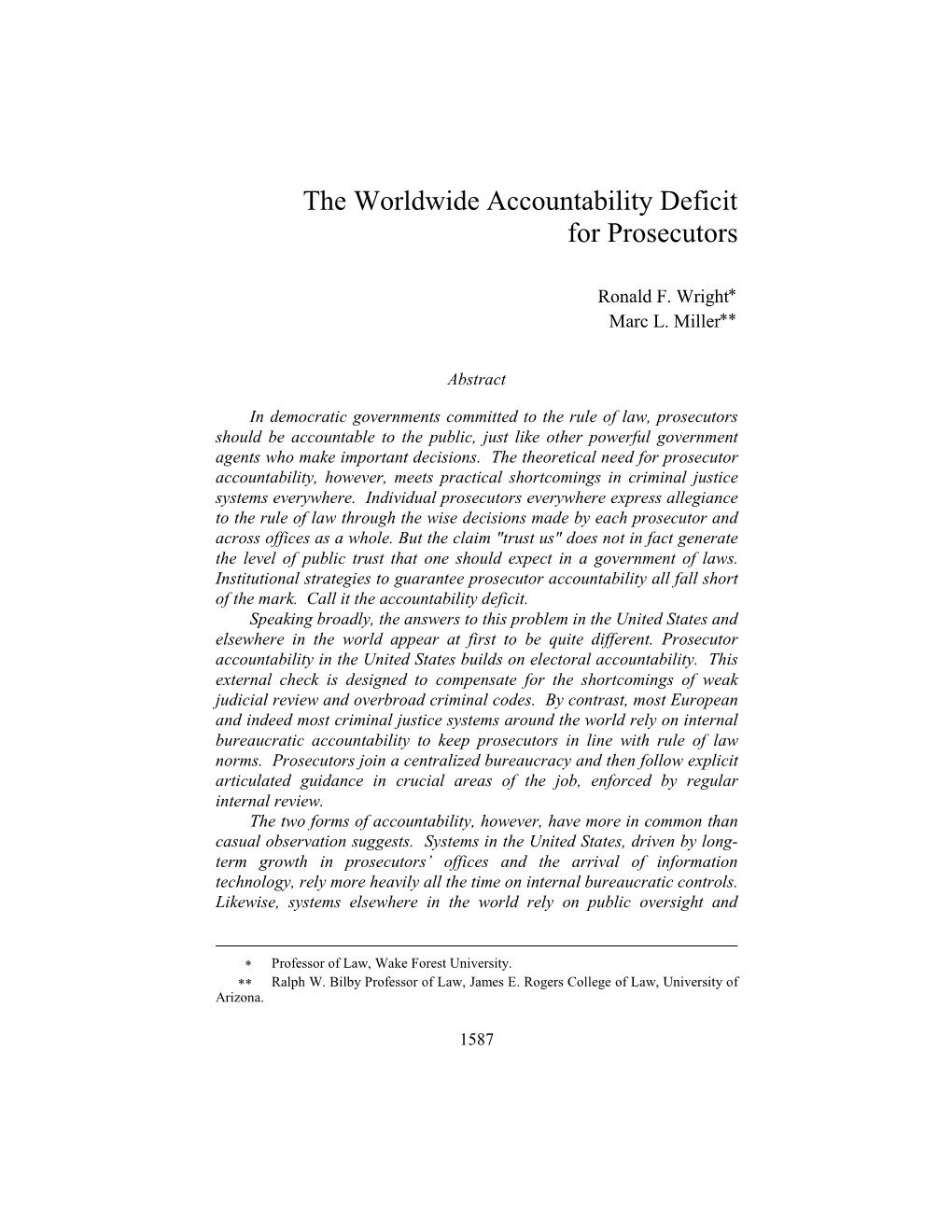 The Worldwide Accountability Deficit for Prosecutors