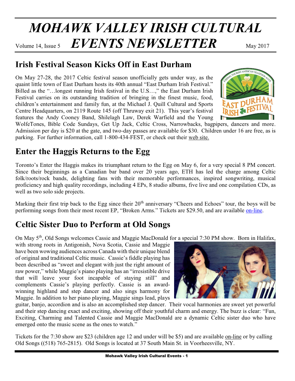 Area Irish Music Events