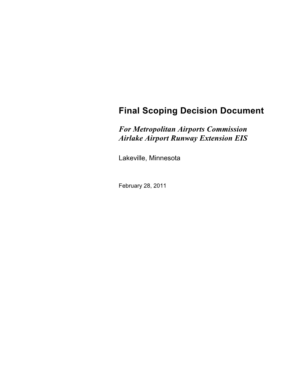 Final Scoping Decision Document