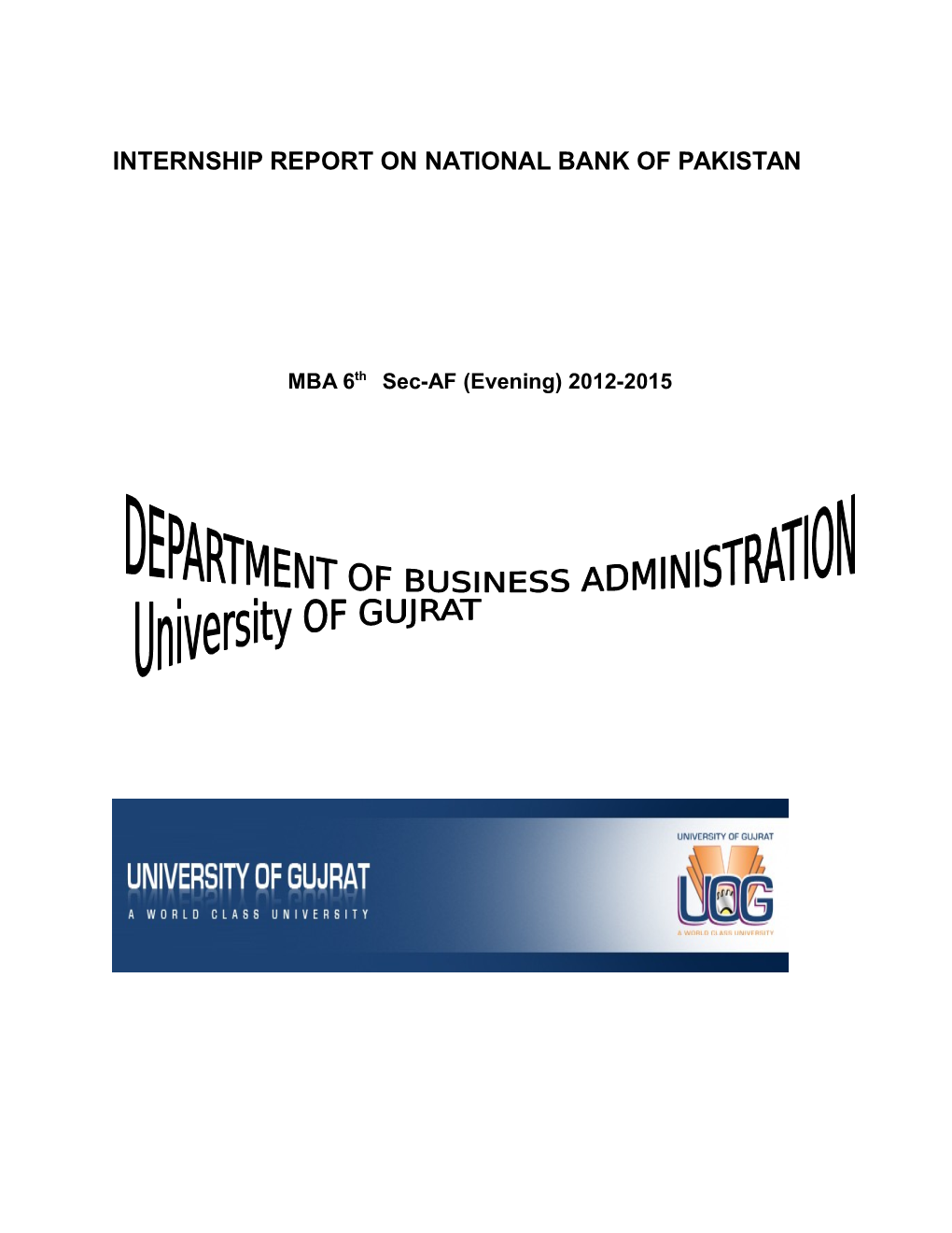 Internship Report on National Bank of Pakistan