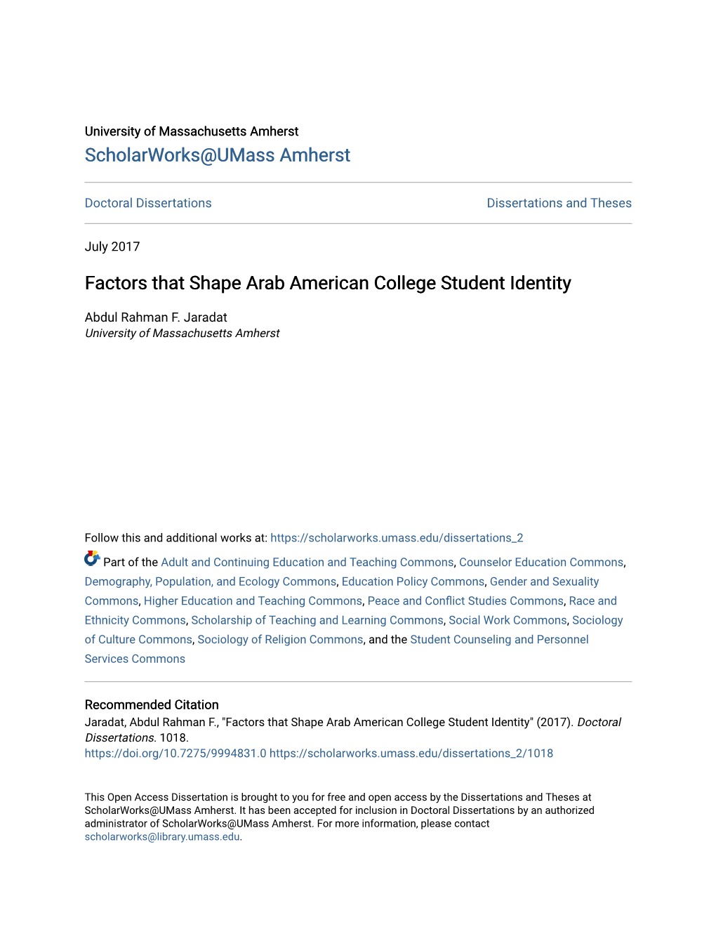 Factors That Shape Arab American College Student Identity