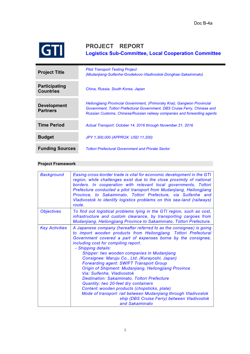 Report on the Pilot Transport Testing Project by Tottori Prefecture.Pdf