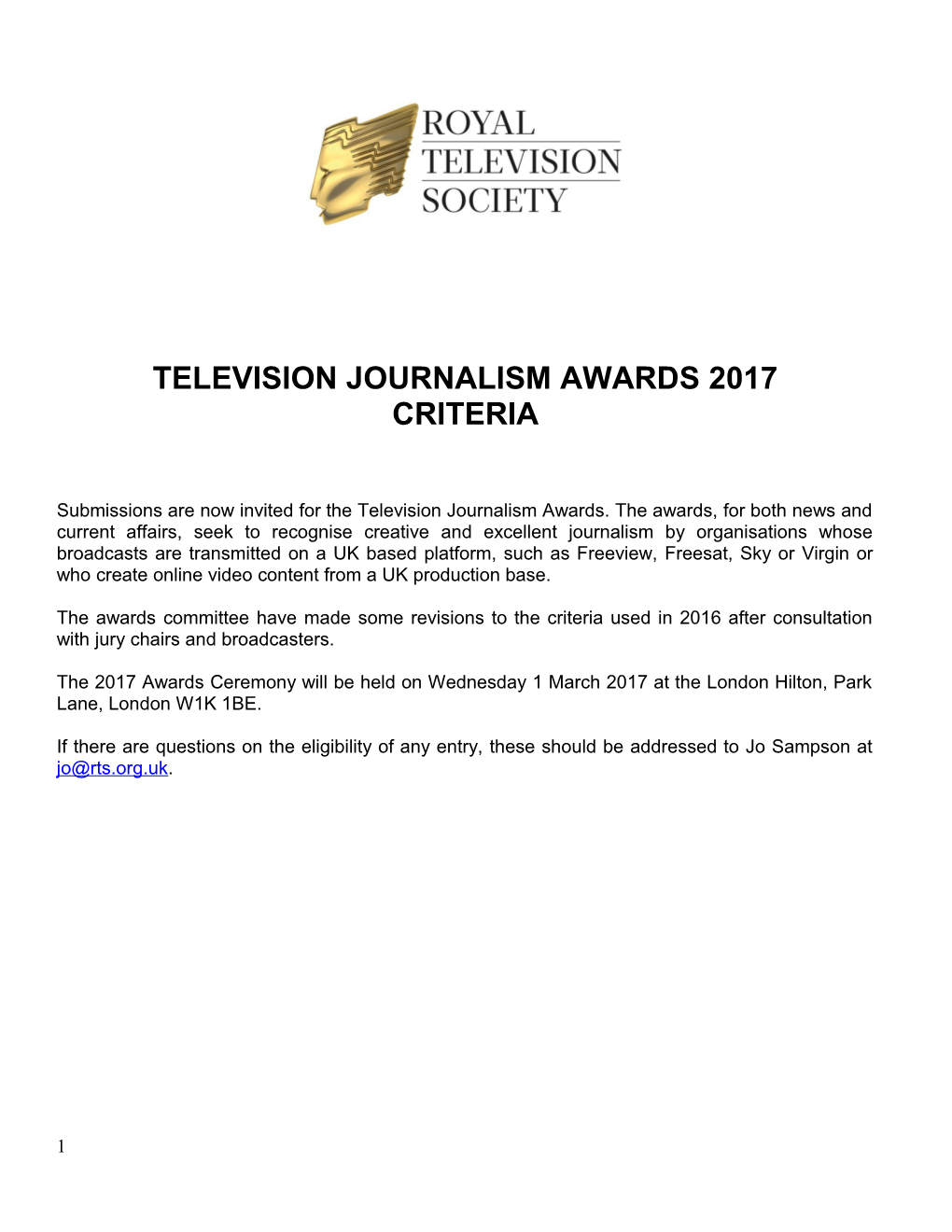 Television Journalism Awards 2017