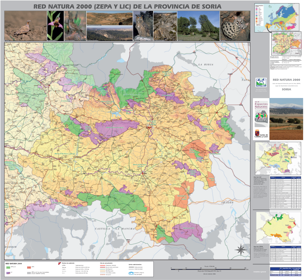 Red Natura 2000 (Zepa Y Lic) De La Provincia De Soria