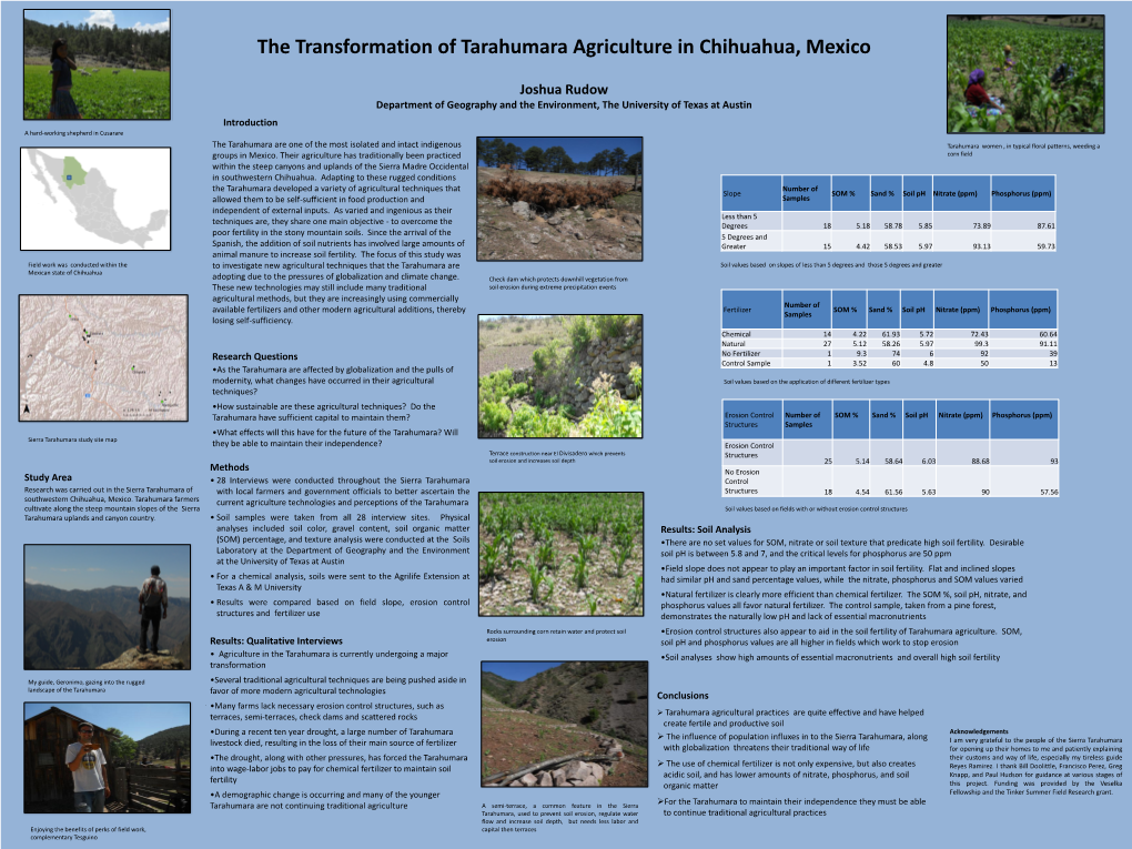 The Transformation of Tarahumara Agriculture in Chihuahua, Mexico