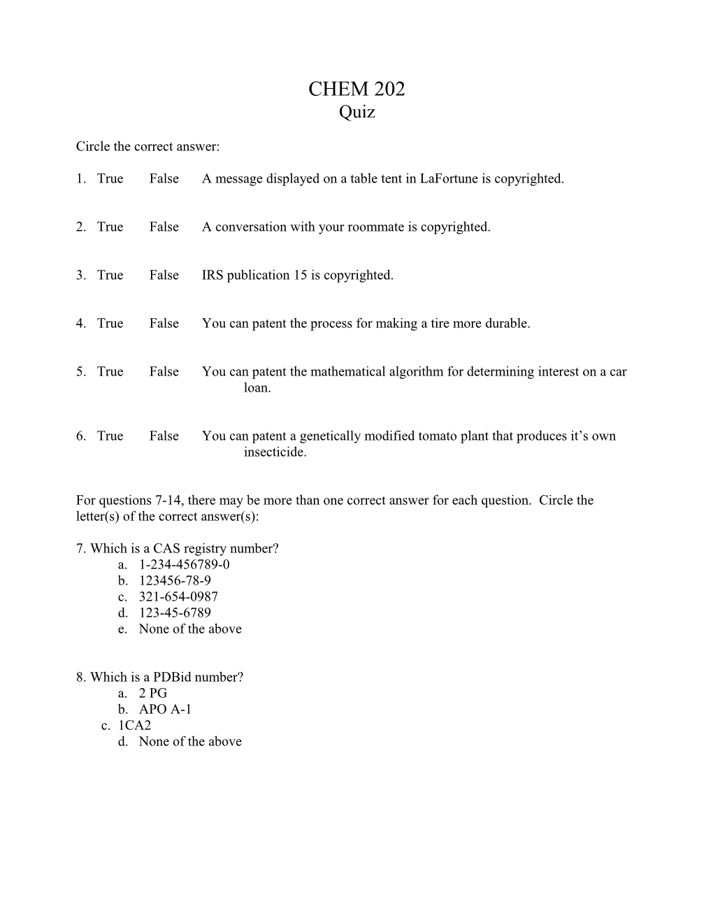 Circle the Correct Answer s2