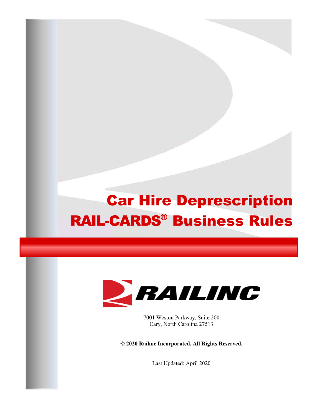 Car Hire Deprescription RAIL-CARDS® Business Rules