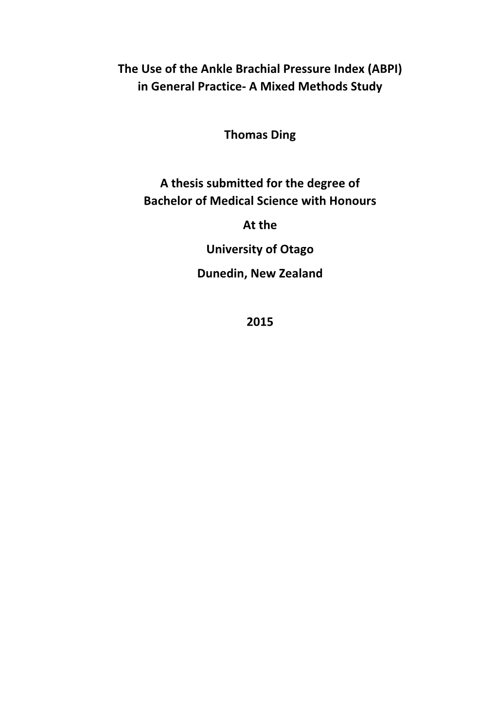 ABPI) in General Practice- a Mixed Methods Study