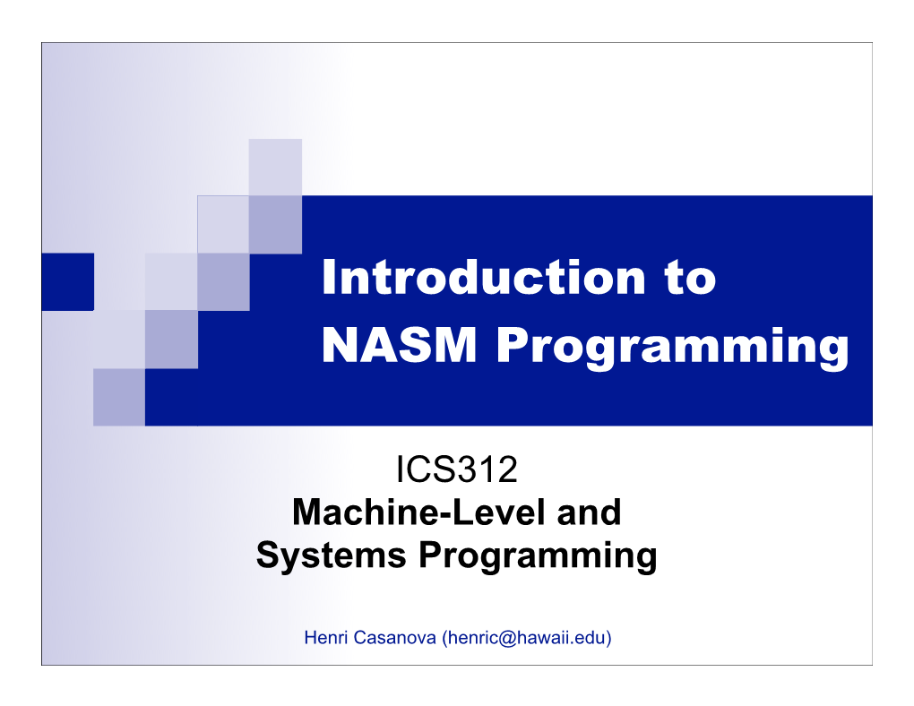 Introduction to NASM Programming