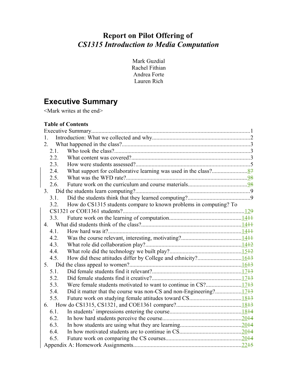 Report on Pilot Offering Of s1