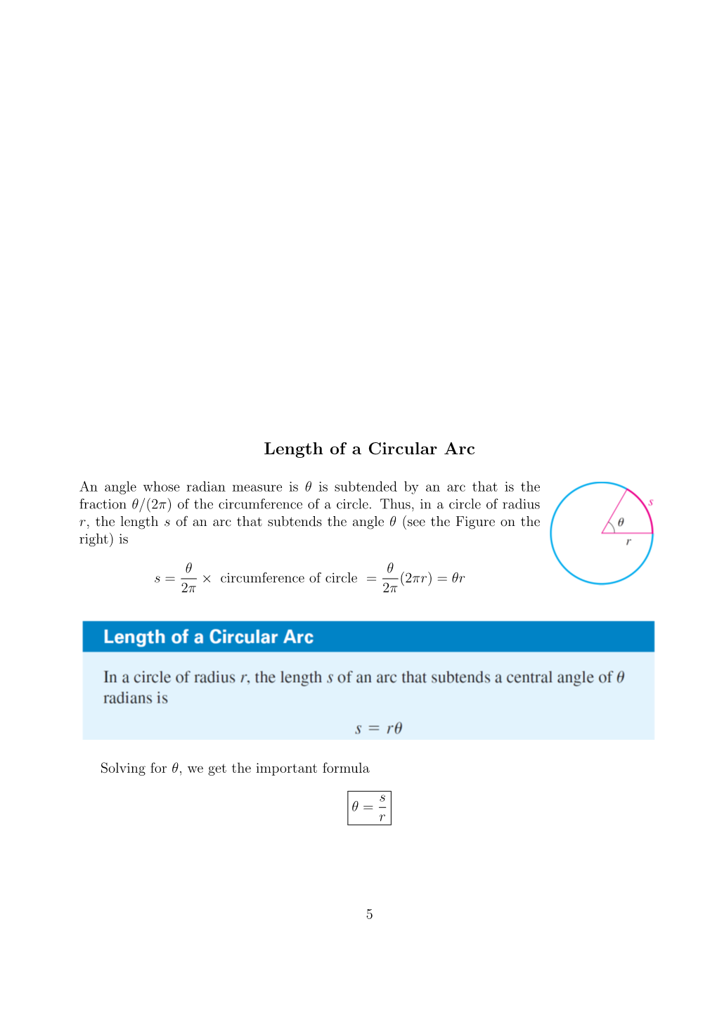 Length of a Circular Arc