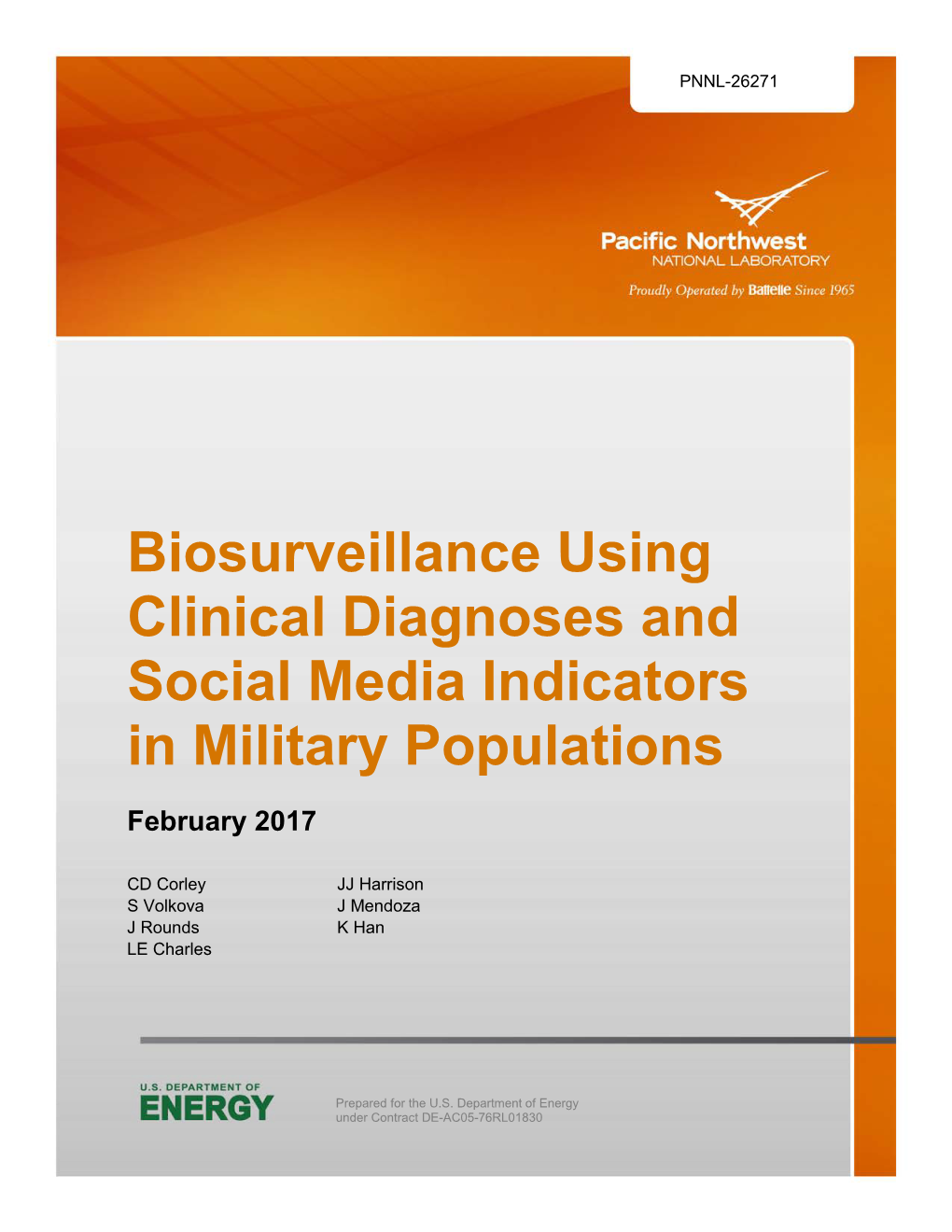 Biosurveillance Using Clinical Diagnoses and Social Media Indicators in Military Populations February 2017