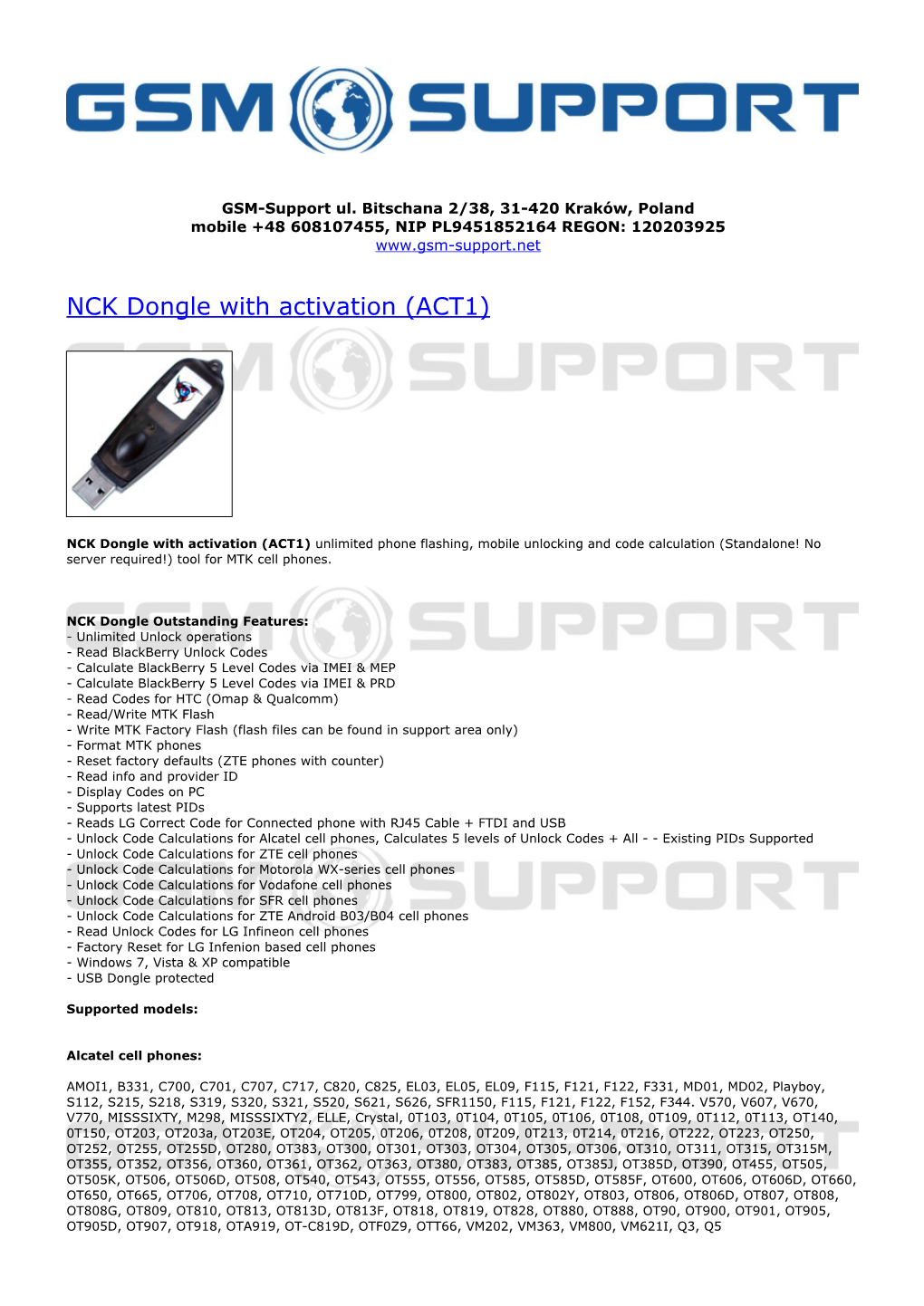 NCK Dongle with Activation (ACT1)