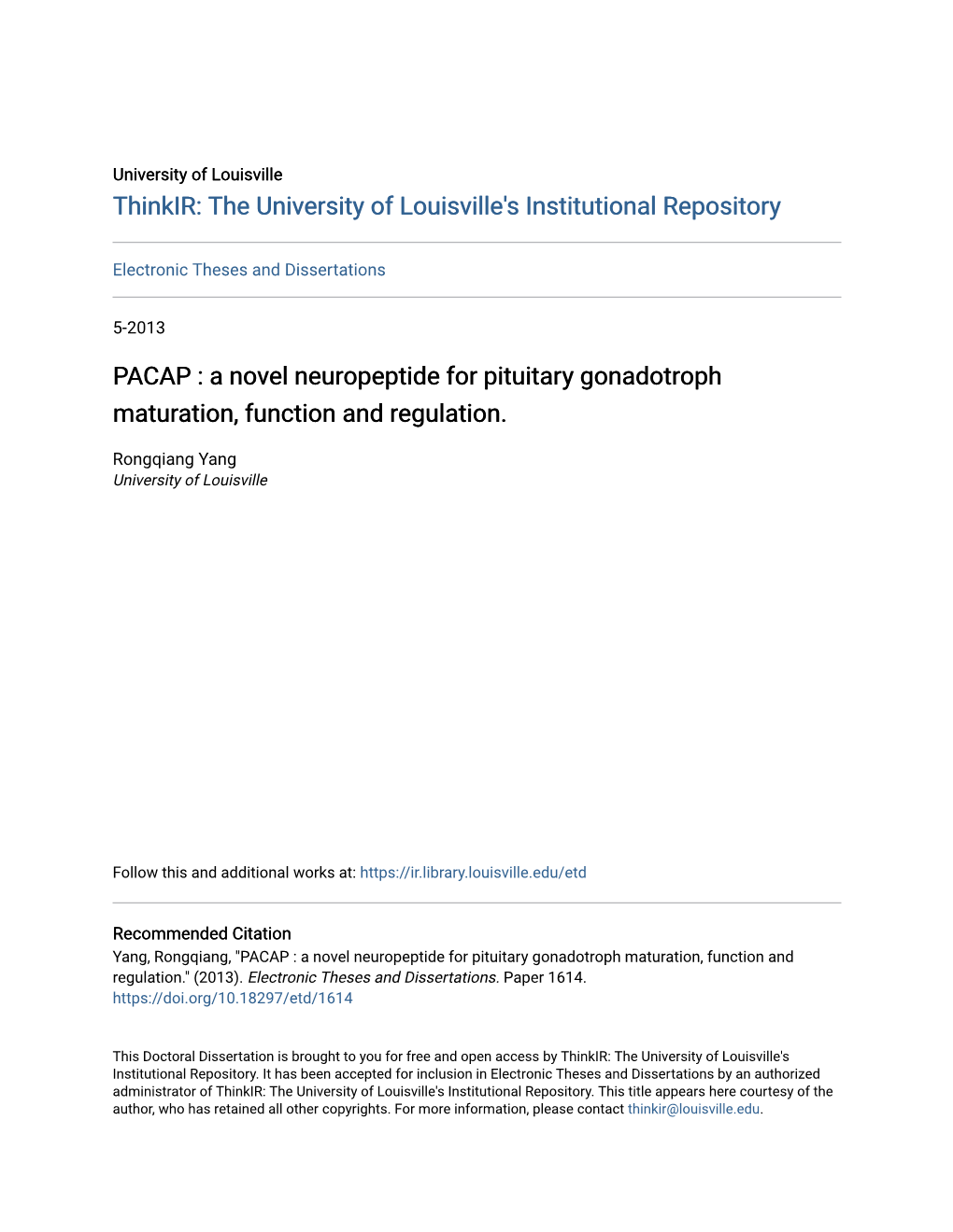 PACAP : a Novel Neuropeptide for Pituitary Gonadotroph Maturation, Function and Regulation