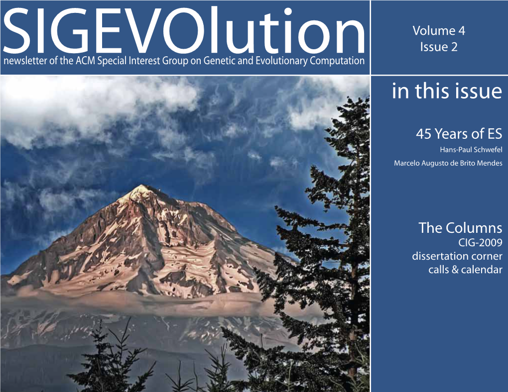 Volume 4 Issue 2 Sigevolutionnewsletter of the ACM Special Interest Group on Genetic and Evolutionary Computation in This Issue