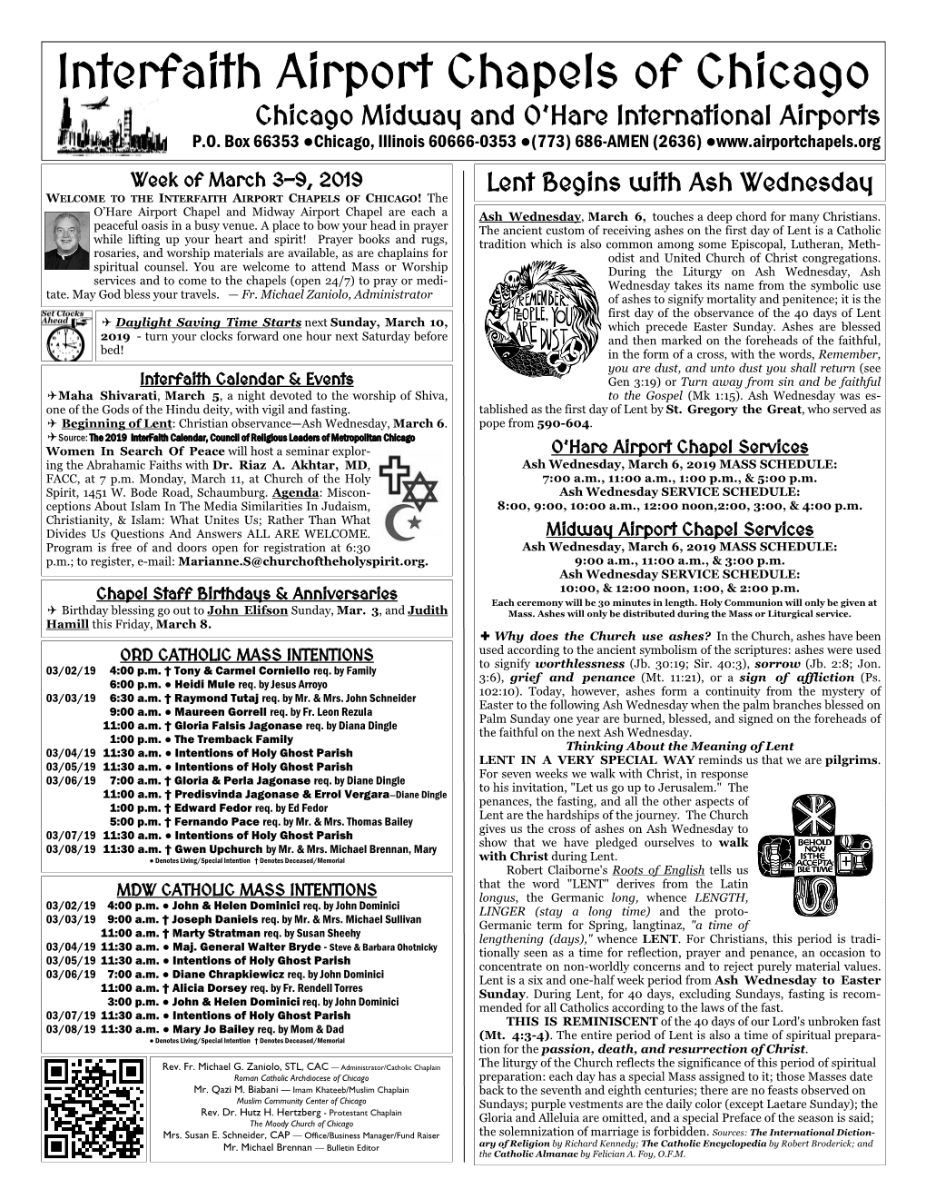 Interfaith Airport Chapels of Chicago Chicago Midway and O’Hare International Airports P.O