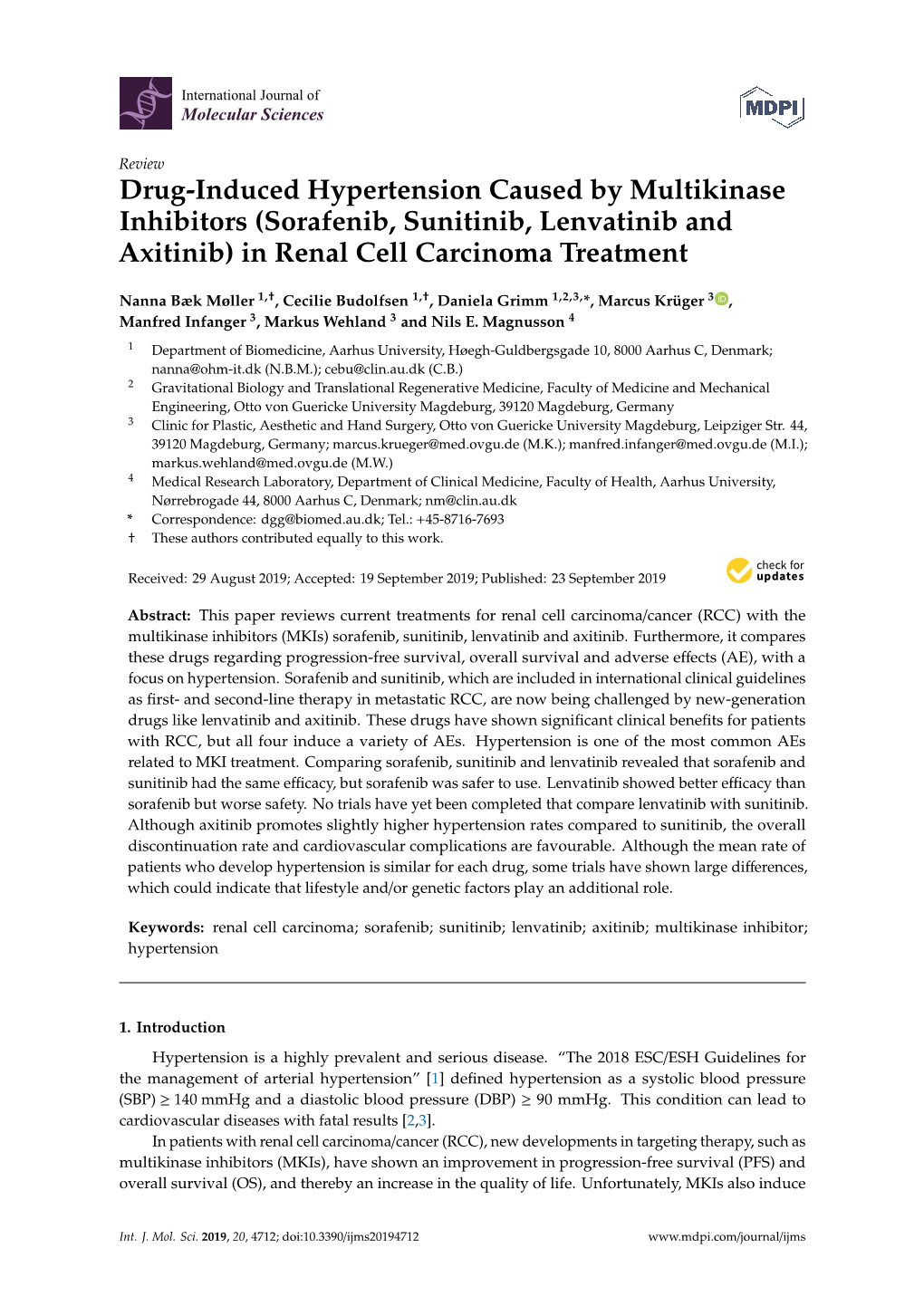 (Sorafenib, Sunitinib, Lenvatinib and Axitinib) in Renal Cell Carcinoma Treatment