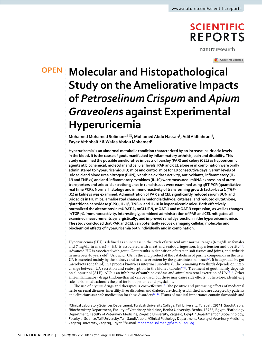 Molecular and Histopathological Study on the Ameliorative Impacts