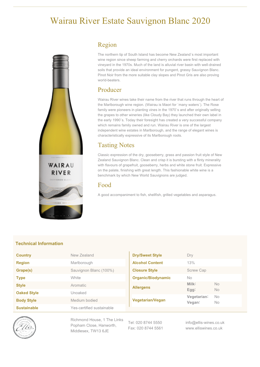 Wairau River Estate Sauvignon Blanc 2020