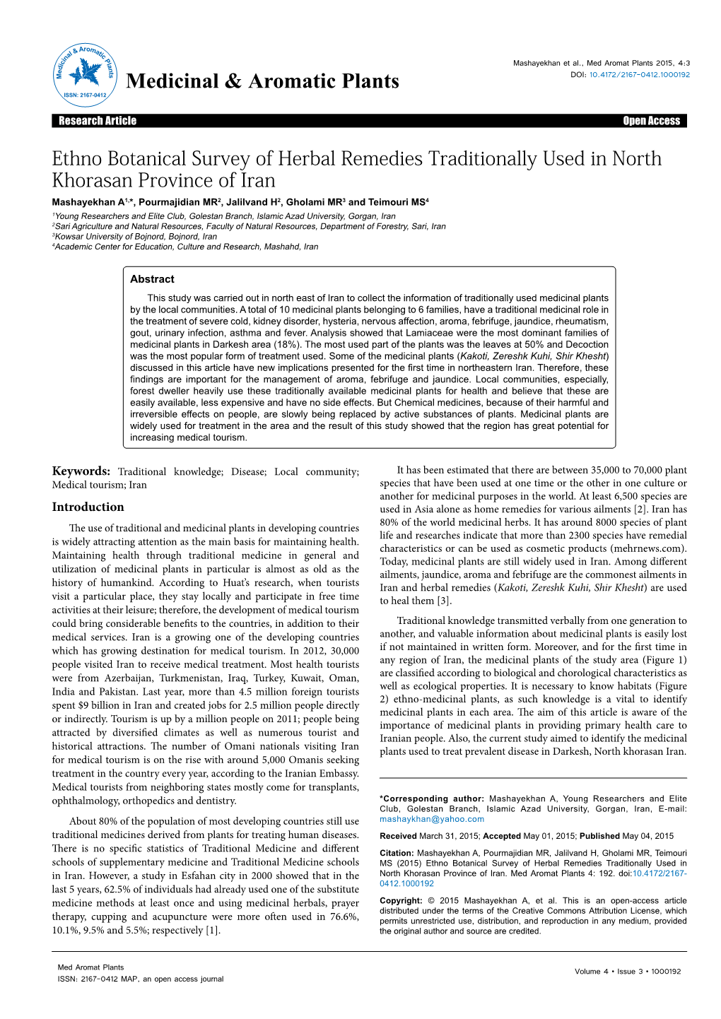 Ethno Botanical Survey of Herbal Remedies Traditionally Used In