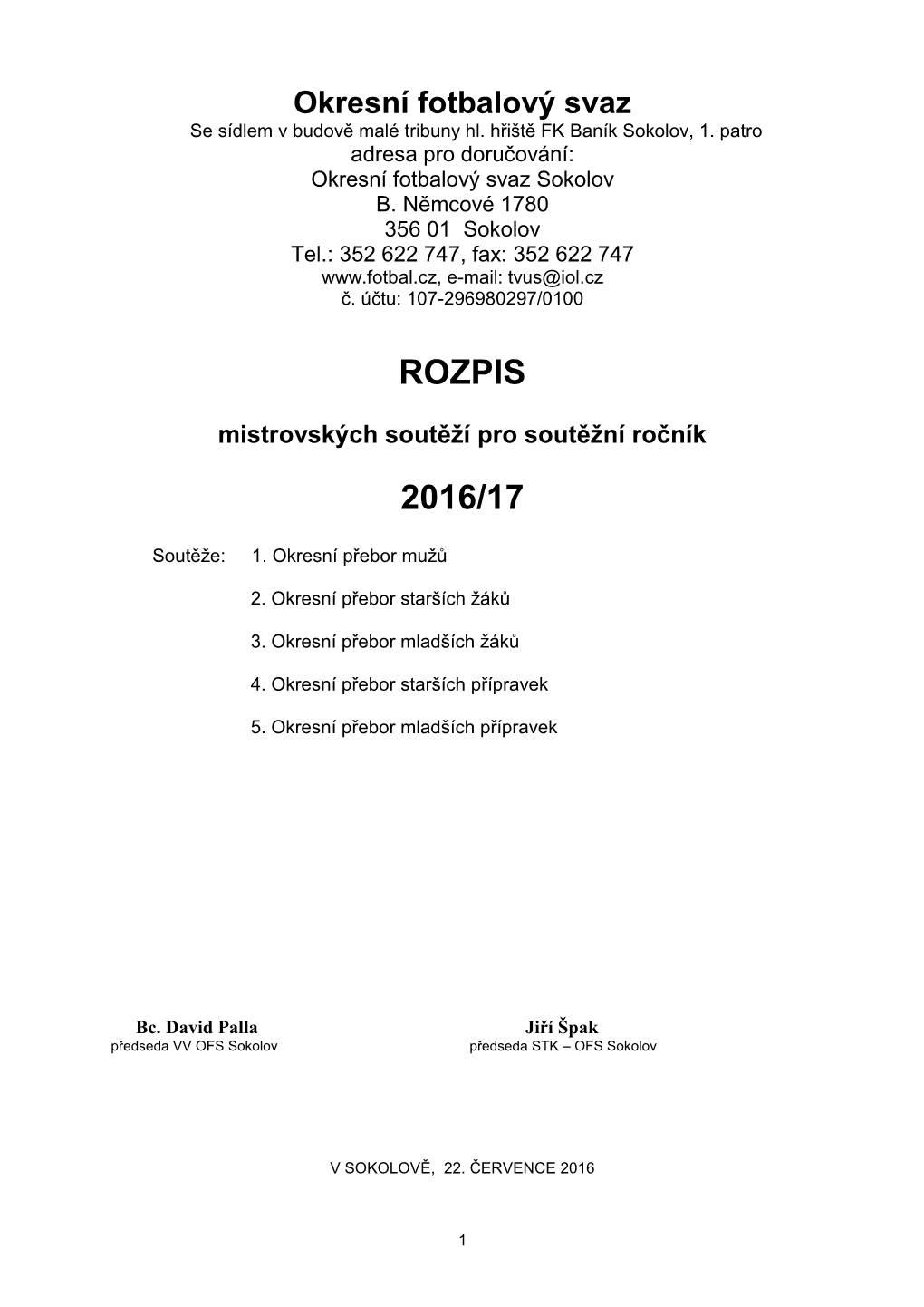 Rozpis 2016/17