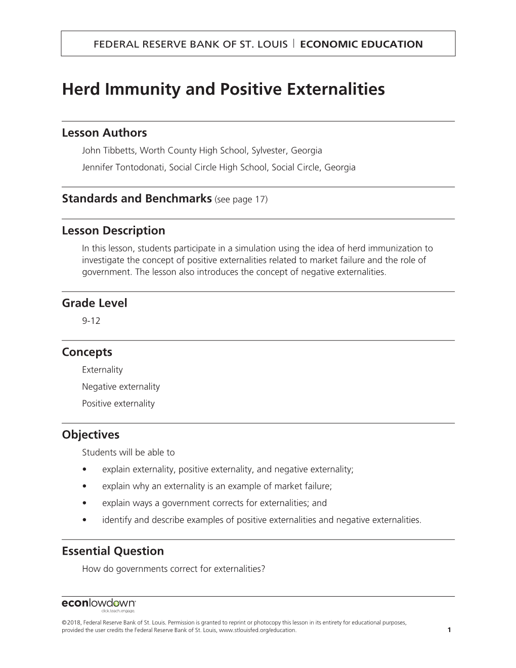 Herd Immunity and Positive Externalities