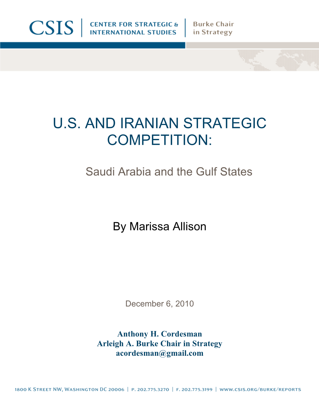 U.S. and Iranian Strategic Competition