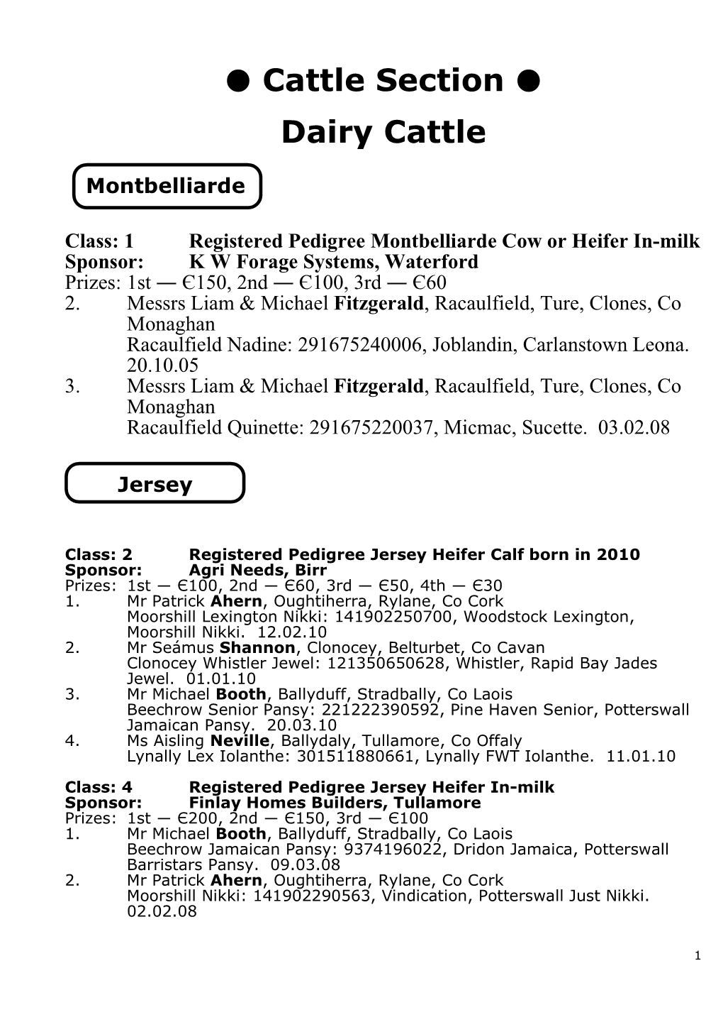 M Cattle Section M Dairy Cattle