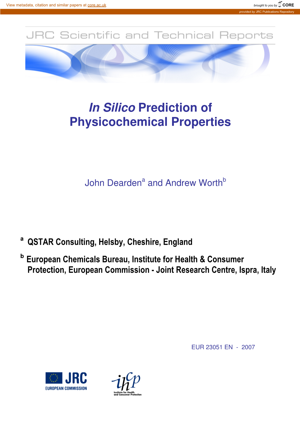 In Silico Prediction of Physicochemical Properties