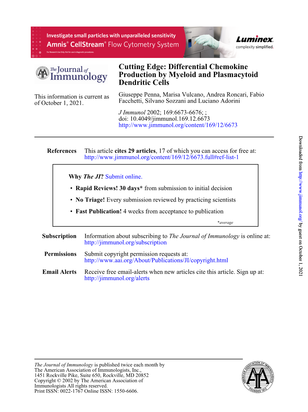 Dendritic Cells Production by Myeloid and Plasmacytoid Cutting Edge