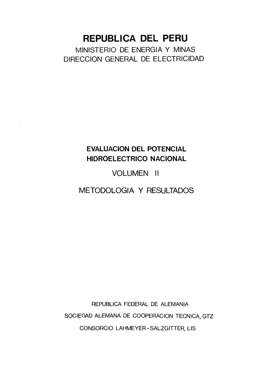 Republica Del Peru Ministerio De Energia Y Minas Direccion General De Electricidad