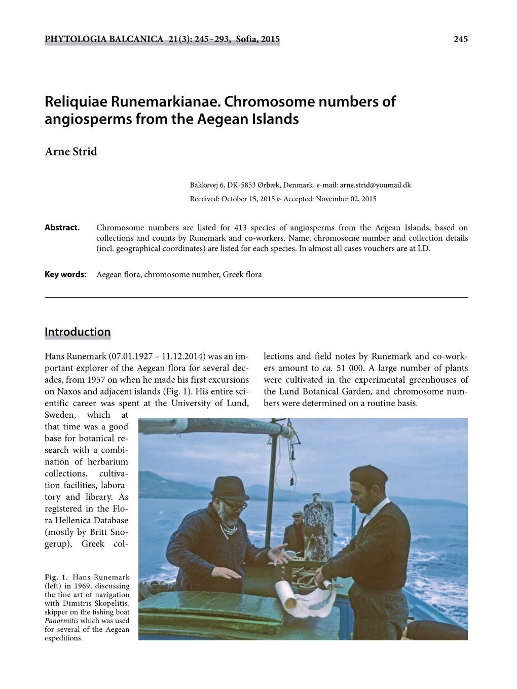 Chromosome Numbers of Angiosperms from the Aegean Islands