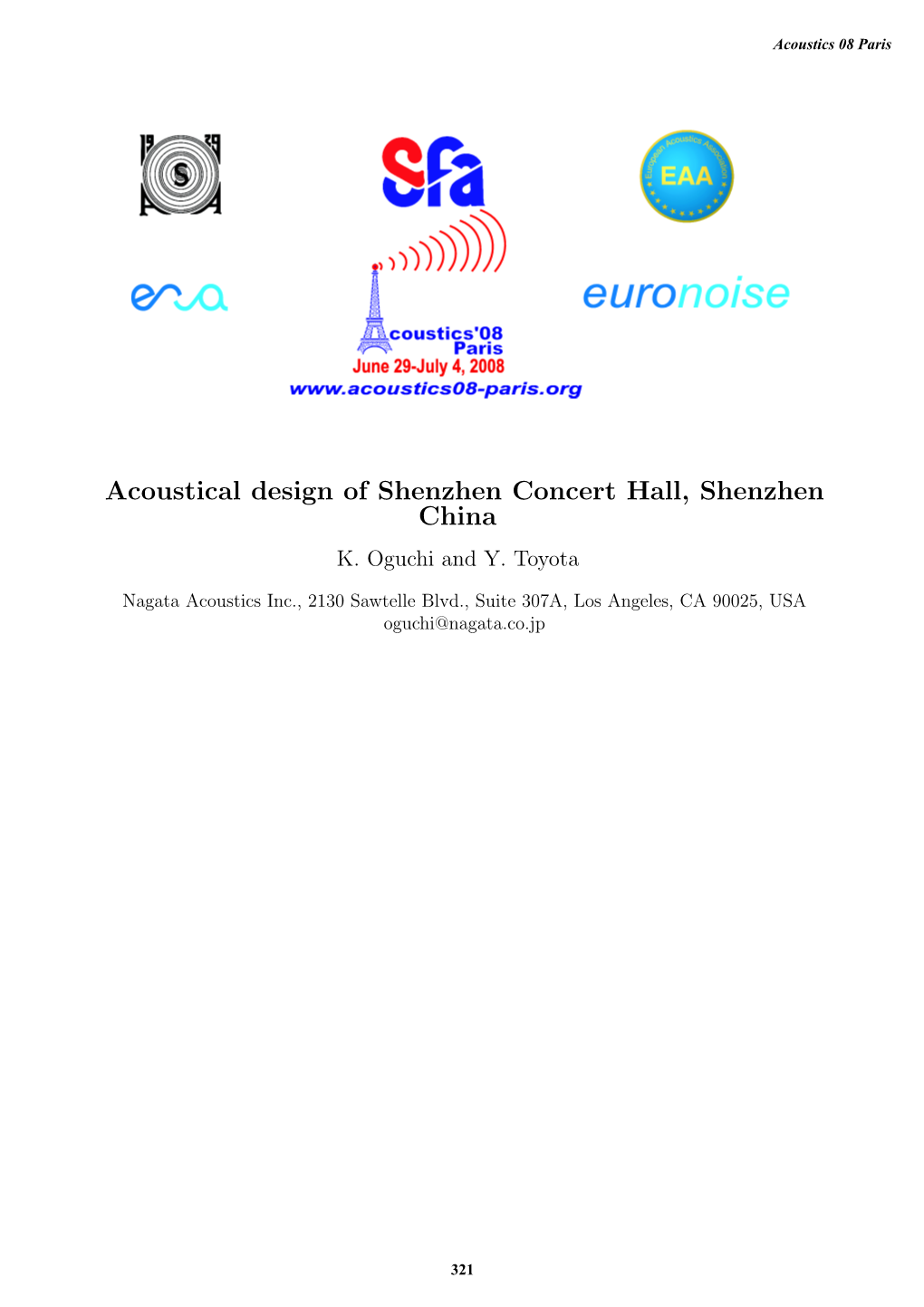 Acoustical Design of Shenzhen Concert Hall, Shenzhen China K