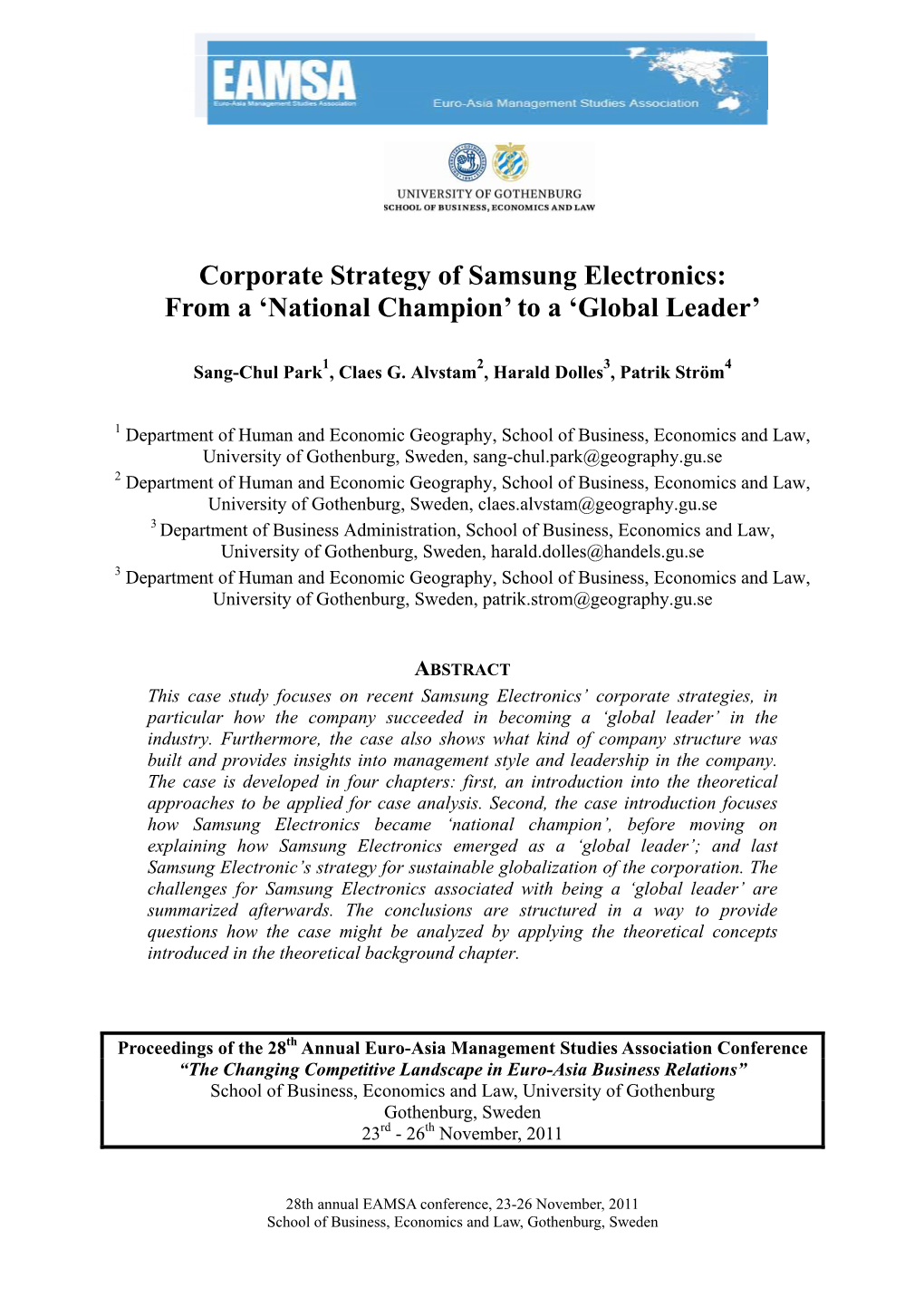 Corporate Strategy of Samsung Electronics: from a 'National