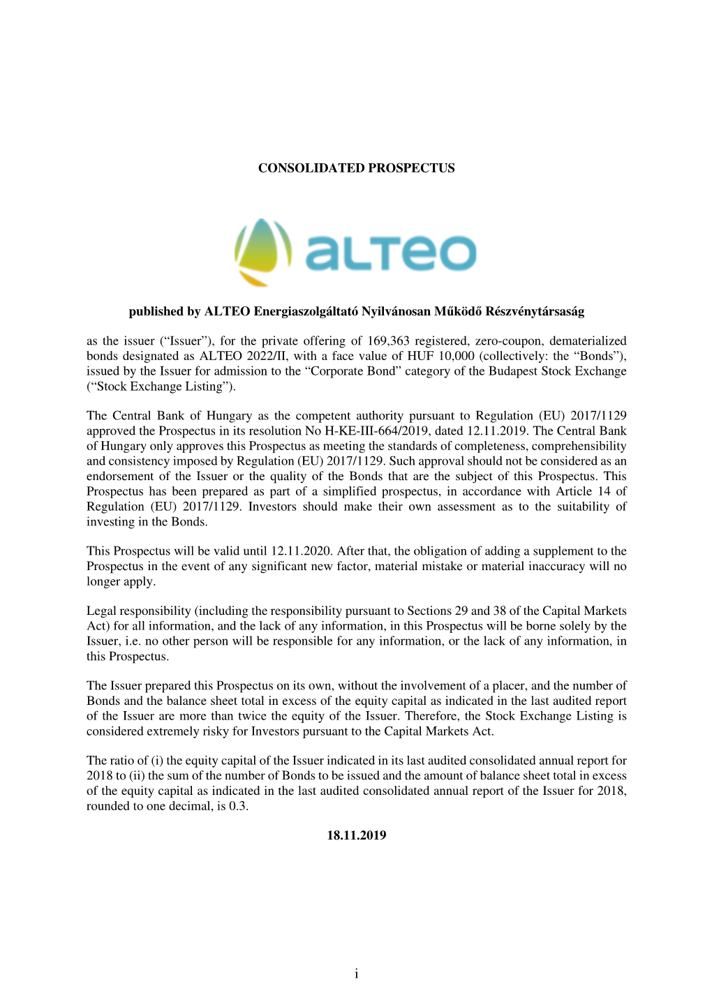 ALTEO BSE Bond Prospectus 20191028 En