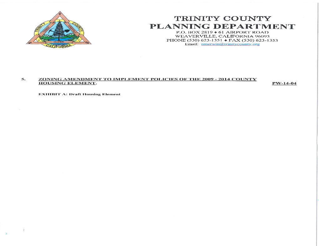 Trinity County Planning Department P.O