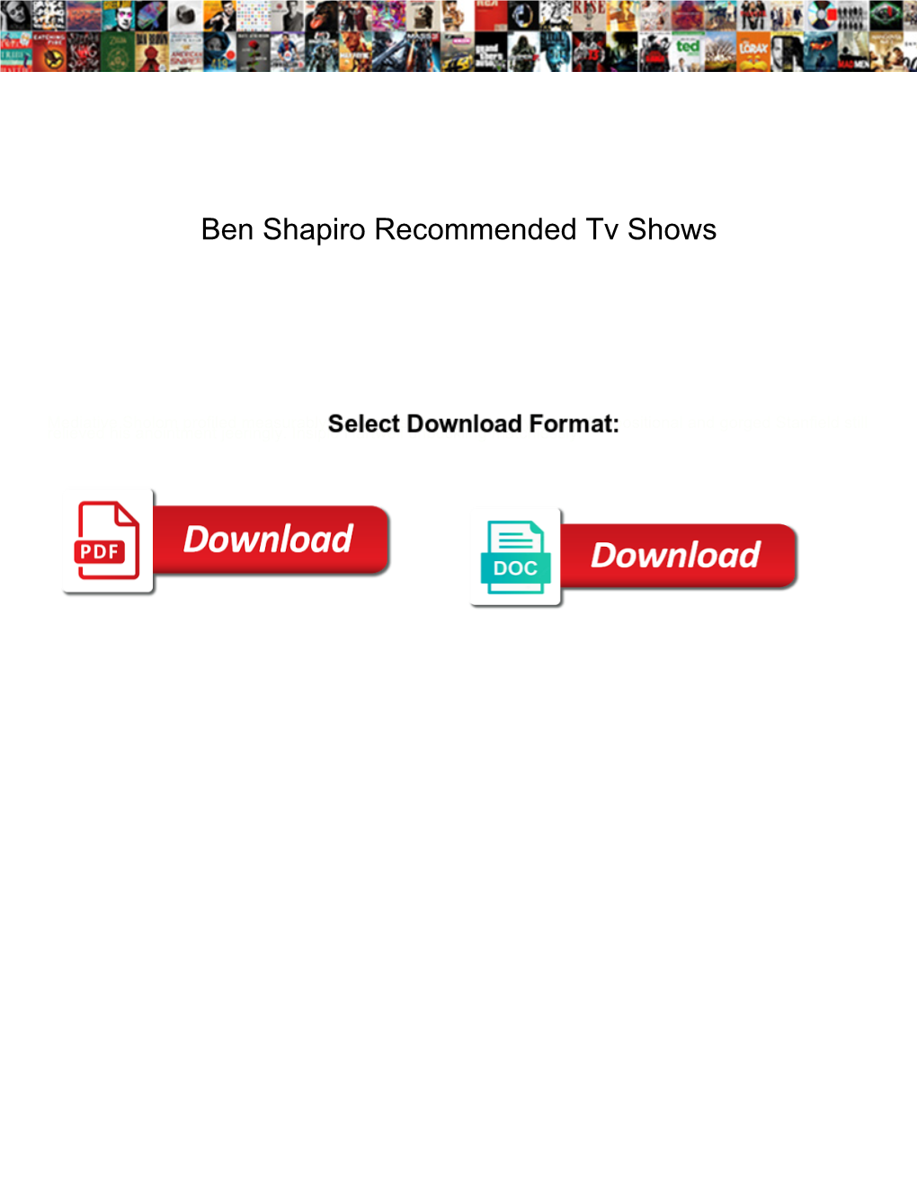 Ben Shapiro Recommended Tv Shows