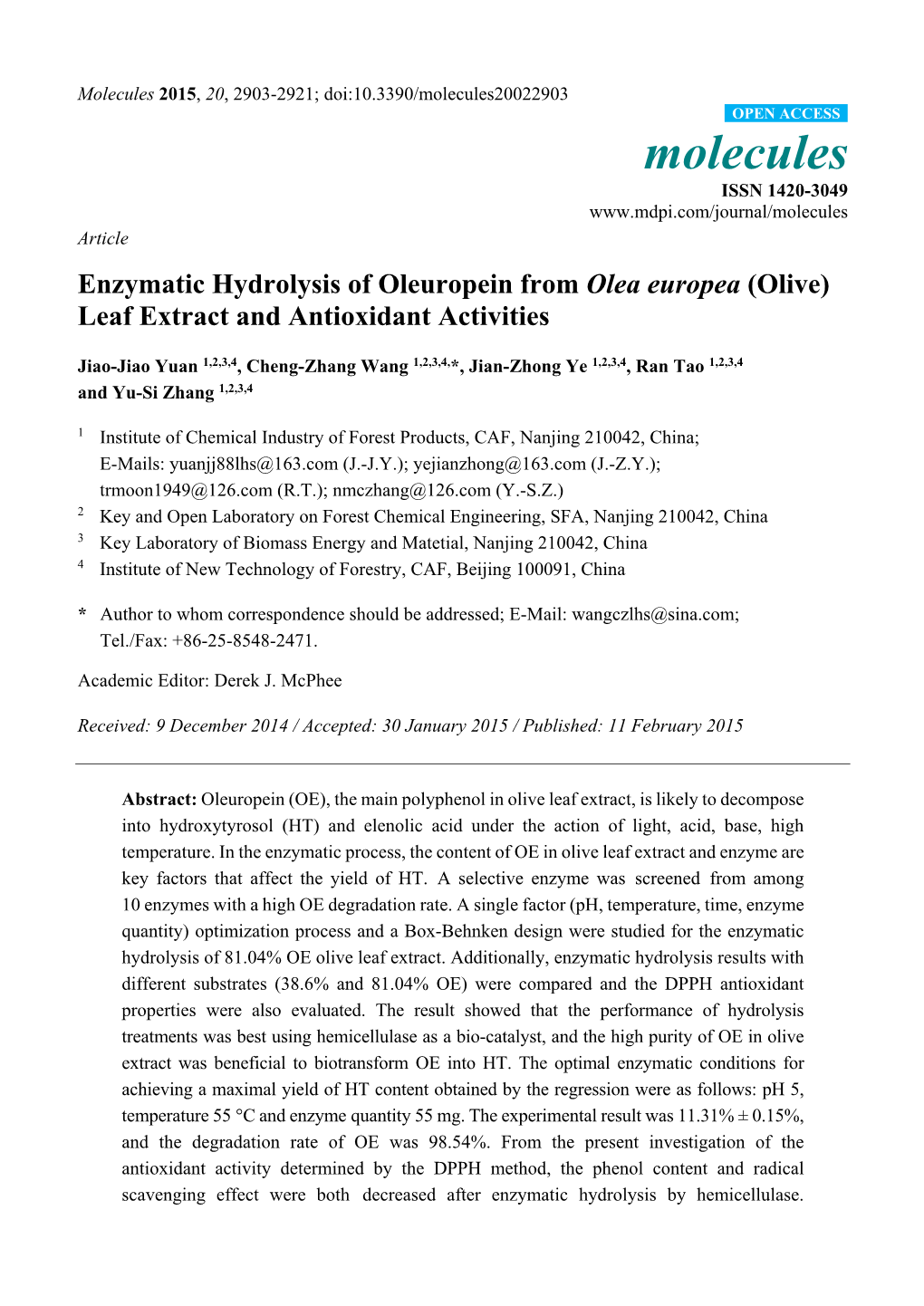 (Olive) Leaf Extract and Antioxidant Activities