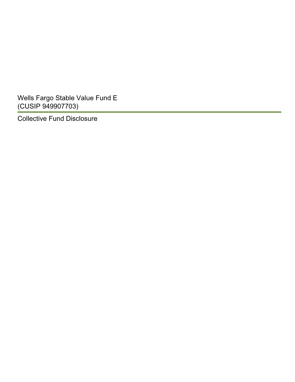 Wells Fargo Stable Value Fund E (CUSIP 949907703)